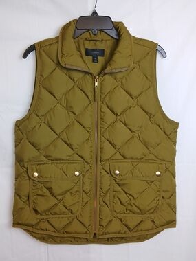 J.Crew Quilted Olive Puffer Vest for Women - Olive Green - Medium
